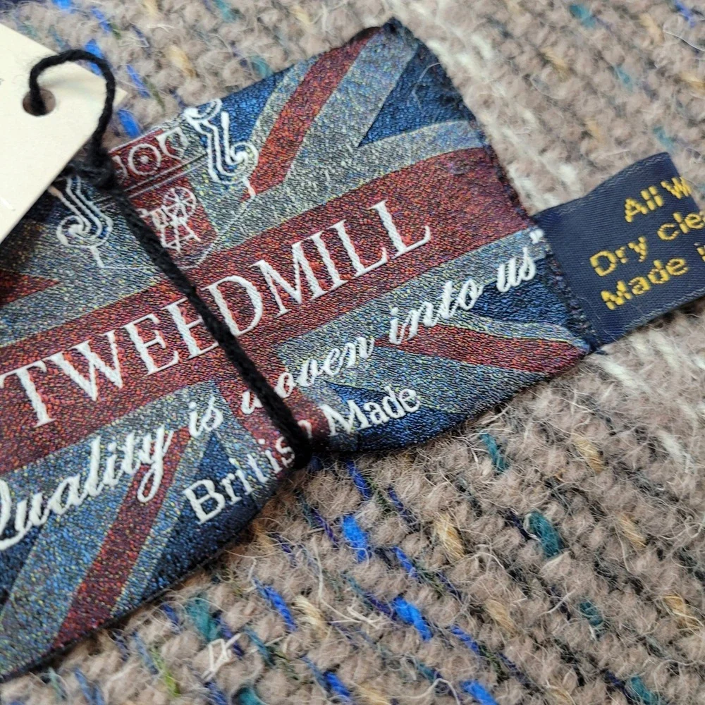 TWEEDMILL Recyled Wool Gray/Blue/Brown Stripe Blanket Throw ‎ 72